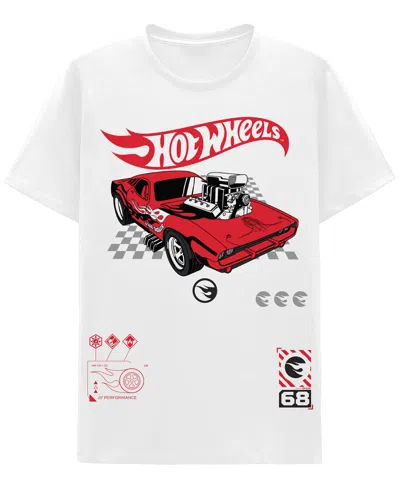 Hybrid Apparel Men's Short Sleeve Hot Wheels Performance Graphic T-shirt In White