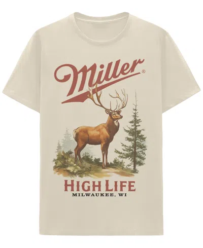 Hybrid Apparel Men's Short Sleeve Miller Lite Deer Graphic T-shirt In Neutral