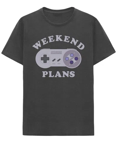 Hybrid Apparel Men's Short Sleeve Nintendo Weekend Plans Graphic T-shirt In Gray