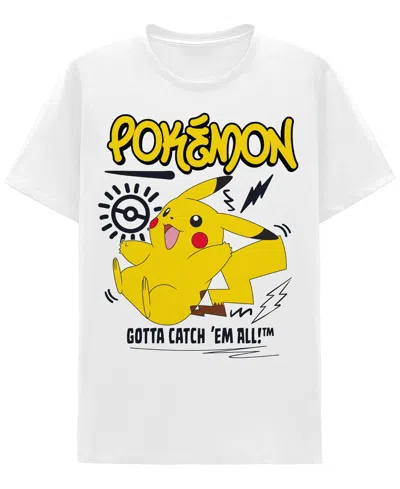 Hybrid Apparel Men's Short Sleeve Pokemon Pikachu Graphic T-shirt In White