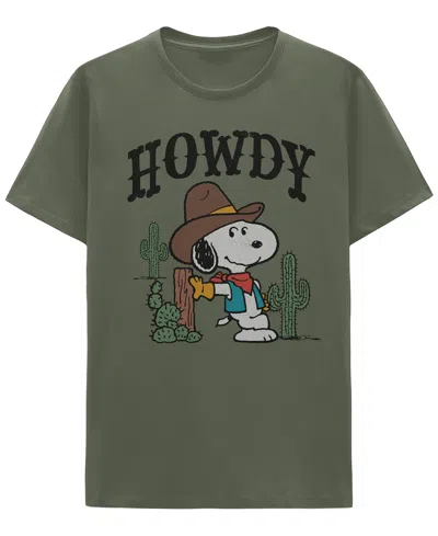 Hybrid Apparel Men's Snoopy Howdy Partner Crewneck T-shirt In Green