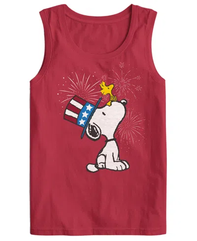 Hybrid Apparel Men's Snoopy Salute Graphic Round Neck T-shirt In Red