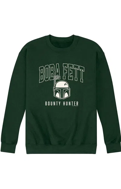 Hybrid Apparel Men's Star Wars Boba Fett Bounty Hunter Collegiate Crew Neck Sweatshirt In Forest Green