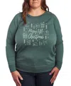 Hybrid Apparel Merry Little Christmas Houses Women's French Terry Long Sleeve Shirt In Green