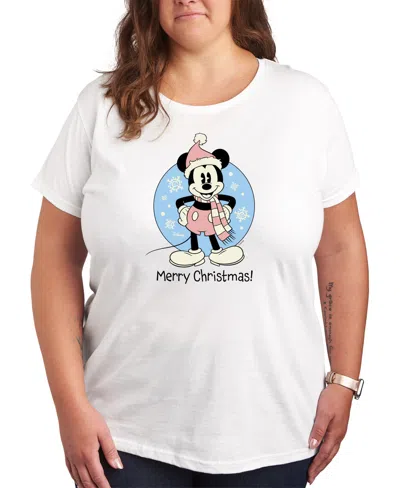 Hybrid Apparel Mickey Plus Size Merry Christmas Graphic T-shirt In White