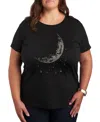Hybrid Apparel Moon And Falling Stars Metallic Plus Size Graphic T-shirt In Black