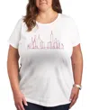 Hybrid Apparel Nyc Skyline Line Art Plus Size Graphic T-shirt In White