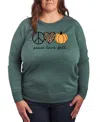 Hybrid Apparel Peace Love Fall Pumpkin Women's French Terry Long Sleeve Shirt In Green