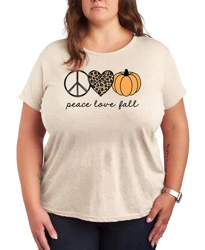 Hybrid Apparel Peace Love  Plus Sizepumpkin Women's Short Sleeve Graphic T-shirts In White