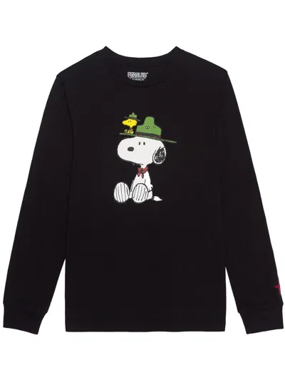 Hybrid Apparel Peanuts Beagle Scout Mens Snoopy Woodstock Graphic T-shirt In Black