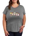 Hybrid Apparel Peanuts Gang Christmas Caroling Women's Short Sleeve Graphic T-shirts In Gray