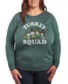 Hybrid Apparel Peanuts Gang Thanks Giving Turkey Squad Women's French Terry Long Sleeve Shirt In Green