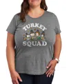 Hybrid Apparel Peanuts Gang Thanks Giving Turkey Squad Women's Short Sleeve Graphic T-shirts In Gray