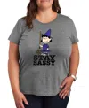 Hybrid Apparel Peanuts Halloween Lucy Witch Sassy Women's Short Sleeve Graphic T-shirts In Gray