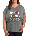 Hybrid Apparel Peanuts Snoopy Ans Chrlie Brown Happy Thanksgiving Women's Short Sleeve Graphic T-shirts In Gray