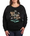 Hybrid Apparel Plus Size All Good Days Floral Graphic Crew Neck Top In Black