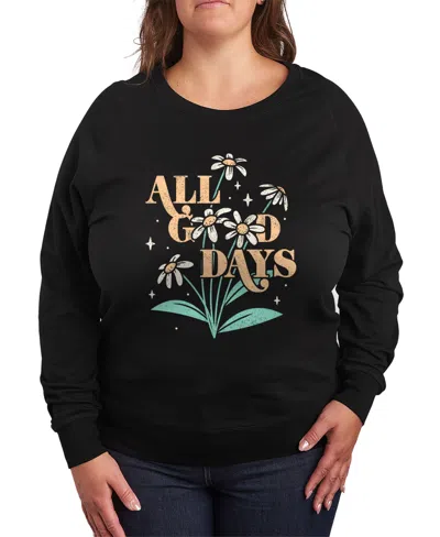 Hybrid Apparel Plus Size All Good Days Graphic Crew Neck Top In Black