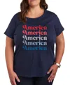 Hybrid Apparel Plus Size America Repeated Graphic Crew Neck T-shirt