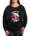 Hybrid Apparel Plus Size Amore Valentine Graphic Crew Neck Top In Black