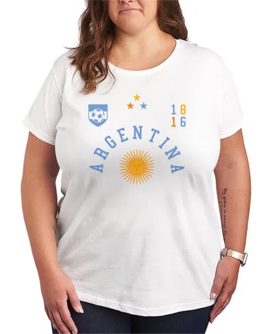 Hybrid Apparel Plus Size Argentina Soccer Jersey Graphic T-shirt In White