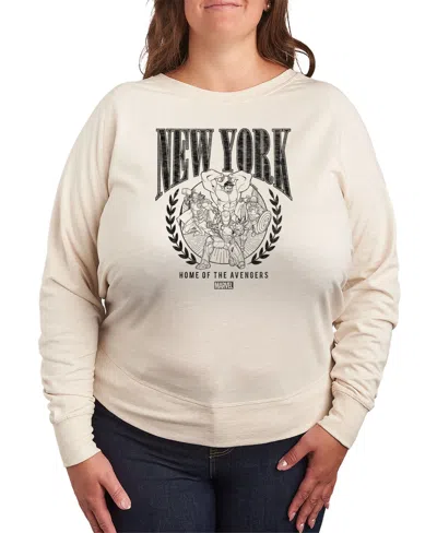 Hybrid Apparel Plus Size Avengers New York Graphic Pullover T-shirt In Beige,khaki