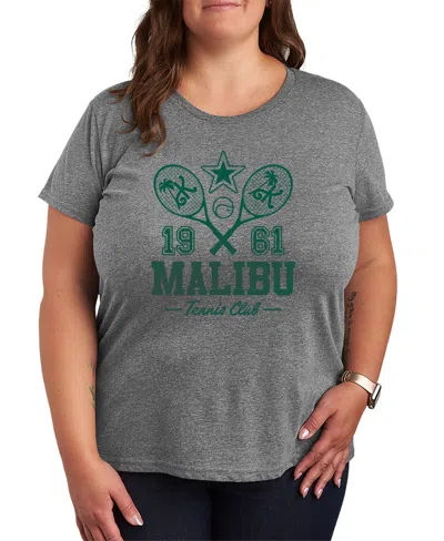 Hybrid Apparel Plus Size Barbie Ken Malibu Tennis Club Graphic T-shirt In Heather Grey