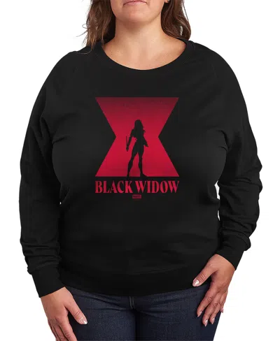 Hybrid Apparel Plus Size Black Widow Silhouette French Terry Long-sleeve T-shirt