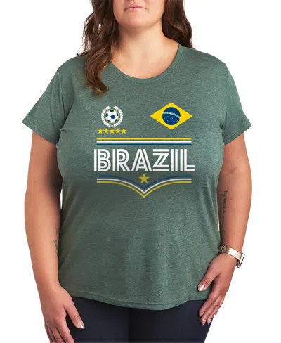 Hybrid Apparel Plus Size Brazil Soccer Jersey Graphic T-shirt In Gray