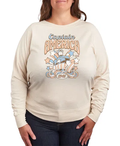 Hybrid Apparel Plus Size Captain America Graphic Pullover T-shirt In Beige,khaki