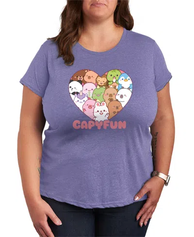 Hybrid Apparel Plus Size Capyfun Friends Collage Graphic T-shirt In Purple