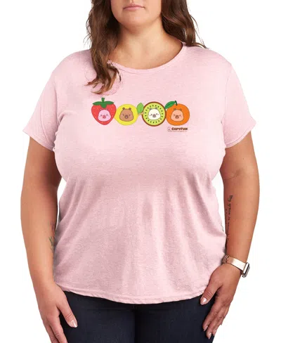 Hybrid Apparel Plus Size Capyfun Fruits Graphic T-shirt In Pink
