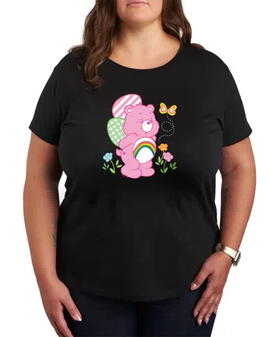 Hybrid Apparel Plus Size Care Bears Easter Graphic Crew Neck T-shirt In Black