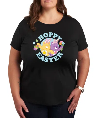 Hybrid Apparel Plus Size Care Bears Easter Hoppy Graphic Crew Neck T-shirt In Black