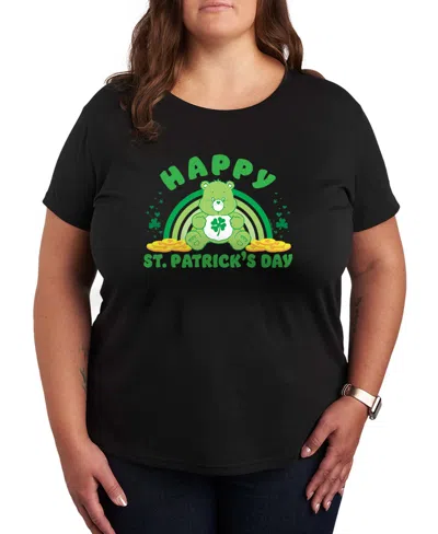Hybrid Apparel Plus Size Care Bears Happy St. Patrick's Day Crewneck T-shirt In Black