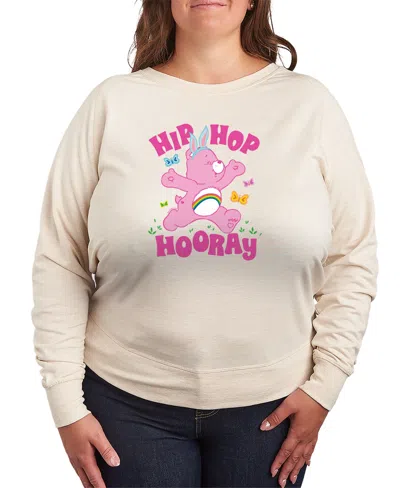 Hybrid Apparel Plus Size Care Bears Hip Hop Hooray French Terry Long-sleeve T-shirt In Brown