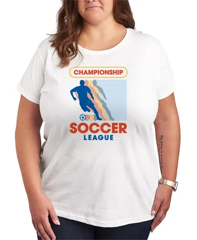 Hybrid Apparel Plus Size Championship Soccer Graphic T-shirt In White