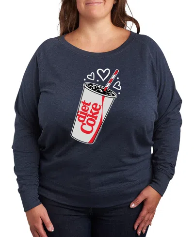 Hybrid Apparel Plus Size Coca-cola Hearts Graphic Pullover T-shirt In Blue