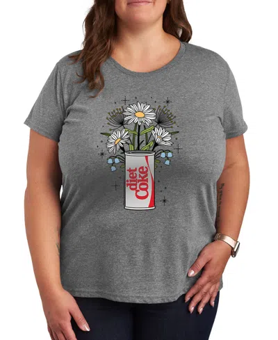 Hybrid Apparel Plus Size Diet Coke Flowers Can Graphic T-shirt In Gray