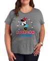 Hybrid Apparel Plus Size Disney American Darling Minnie Mouse Graphic T-shirt In Gray