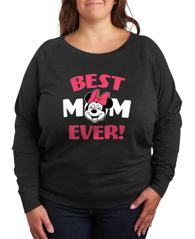 Hybrid Apparel Plus Size Disney Best Mom French Terry Long-sleeve T-shirt In Black