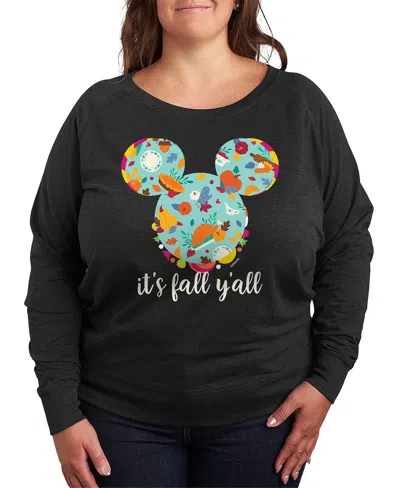 Hybrid Apparel Plus Size Disney Fall Yall Graphic Pullover T-shirt In Black