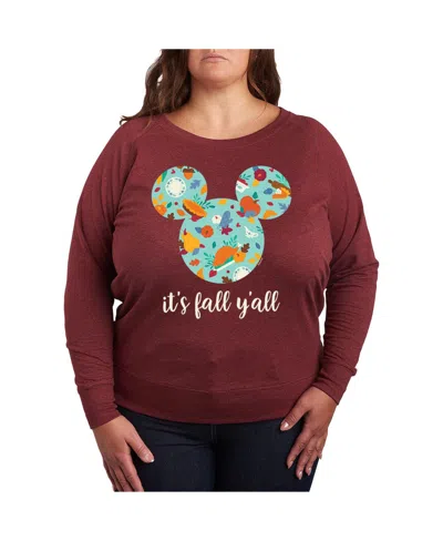 Hybrid Apparel Plus Size Disney Fall Yall Graphic Pullover T-shirt In Red