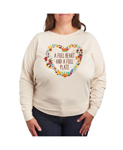 Hybrid Apparel Plus Size Disney Full Heart Graphic Pullover T-shirt In Beige,khaki