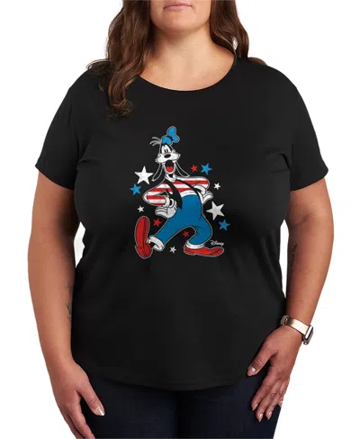 Hybrid Apparel Plus Size Disney Goofy Americana Short-sleeve Graphic T-shirt In Black