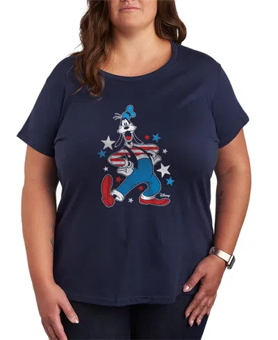 Hybrid Apparel Plus Size Disney Goofy Americana Short-sleeve Graphic T-shirt In Blue