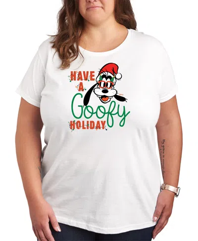 Hybrid Apparel Plus Size Disney Goofy Holidays Graphic T-shirt In White