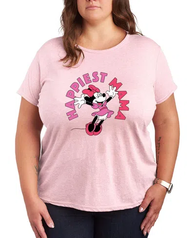 Hybrid Apparel Plus Size Disney Happiest Mama Short-sleeve Graphic T-shirt In Pink