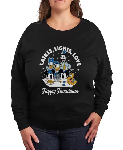 Hybrid Apparel Plus Size Disney Happy Hanukkah Graphic Pullover Top In Black