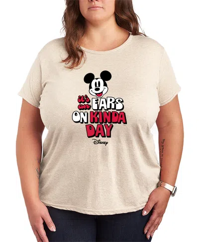 Hybrid Apparel Plus Size Disney Its An Ears On Kinda Day Mickey Vacation Short-sleeve Graphic T-shirt In Neutral