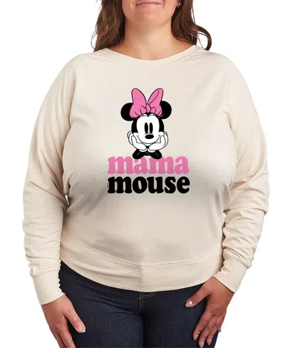 Hybrid Apparel Plus Size Disney Mama Mouse Minnie French Terry Long-sleeve T-shirt In Brown